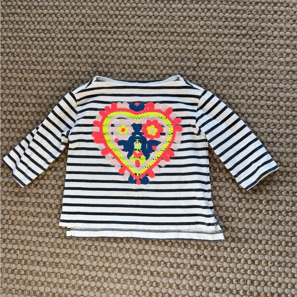 Crewcuts Collectible Striped Boatbeck Top with Embroidered Heart